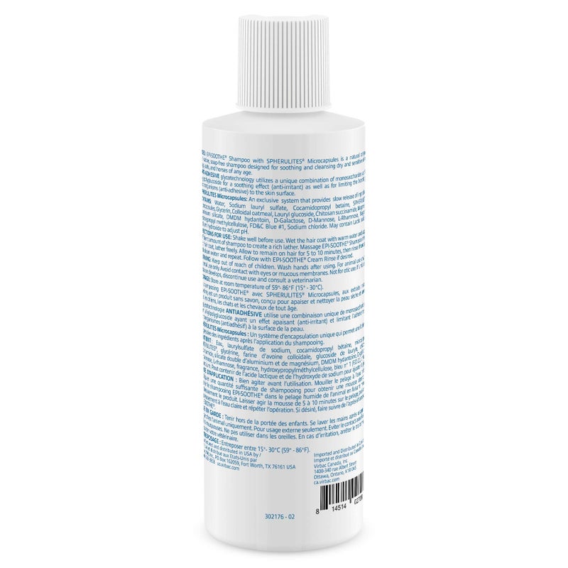 Virbac Epi-Soothe Pet Shampoo For Dogs, Cats & Horses (8 oz) - For Dry or Sensitive Skin - Image 3